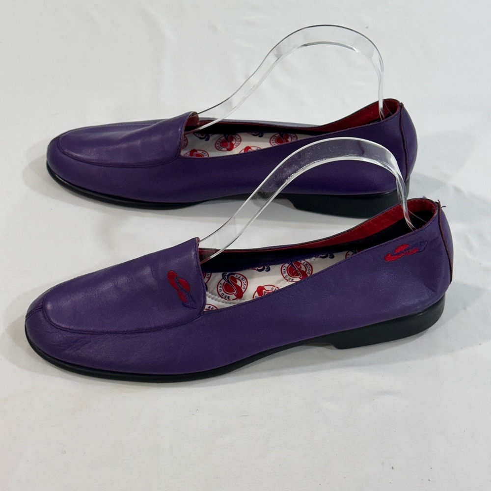 Grasshoppers Red Hat Society Purple Leather Loafers Womens Size 9M Comfort Flats